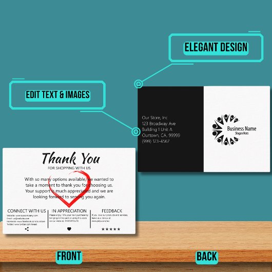 Elegante klant bedankt visitekaartje