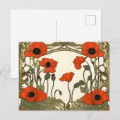 Elegante klaprozen Art Nouveau Briefkaart (Voorkant / Achterkant)