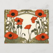 Elegante klaprozen Art Nouveau Briefkaart (Voorkant)