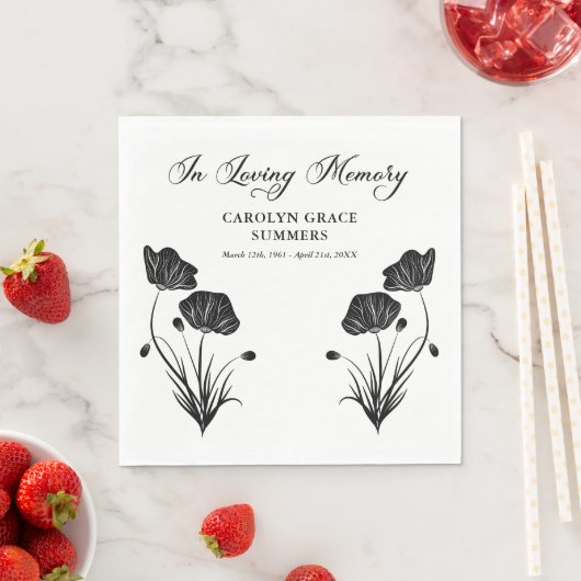 Elegante klaprozen in liefdevolle herinnering begr servet (Insitu)