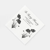 Elegante klaprozen in liefdevolle herinnering begr servet (Hoek)