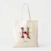 Elegante Klaprozen Letter 'H' Monogram Aangepaste  Tote Bag (Voorkant)