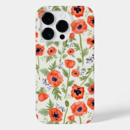 Elegante klaprozen Oranje bloempatroon Case-Mate iPhone 14 Pro Hoesje