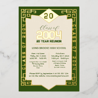 Elegante klas van 2004 20 Jaar Klassieker Reünie Folie Uitnodiging