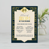 Elegante klas van 2004 20 Jaar Reünie Middelbare S Folie Uitnodiging (Staand Voorkant)