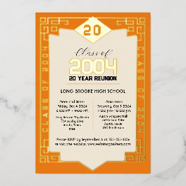 Elegante klas van 2004 20 Jaar Reünie Voormalige M Folie Uitnodiging