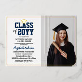 Elegante klas van 2024 afgestudeerde foto afstuder folie uitnodiging (Voorkant)