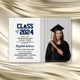 Elegante klas van 2024 afgestudeerde foto afstuder folie uitnodiging