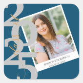 Elegante klas van 2025 Foto Afstuderen Vierkante Sticker (Voorkant)