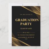 Elegante klas van 2025 Zwart Gouden Feest Uitnodig Kaart (Voorkant)