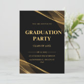Elegante klas van 2025 Zwart Gouden Feest Uitnodig Kaart (Staand voorkant)