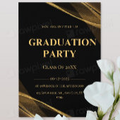 Elegante klas van 2025 Zwart Gouden Feest Uitnodig Kaart