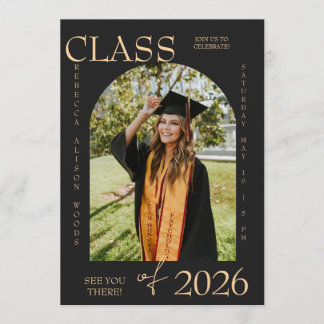 Elegante klas van 2026 afstudeeruitnodiging kaart