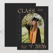 Elegante klas van 2026 afstudeeruitnodiging kaart (Voorkant / Achterkant)