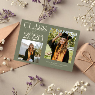 Elegante klas van 2026 typografie afstudeerfoto Sa Aankondiging