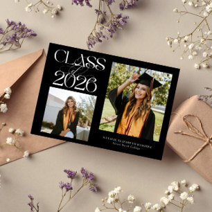 Elegante klas van 2026 typografie afstudeerfoto zw aankondiging