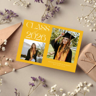 Elegante Klas van 2026 Typografie Grad Geel Aankondiging