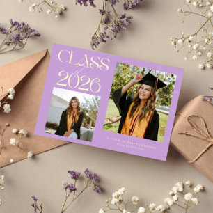 Elegante Klas van 2026 Typografie Grad Wisteria Aankondiging