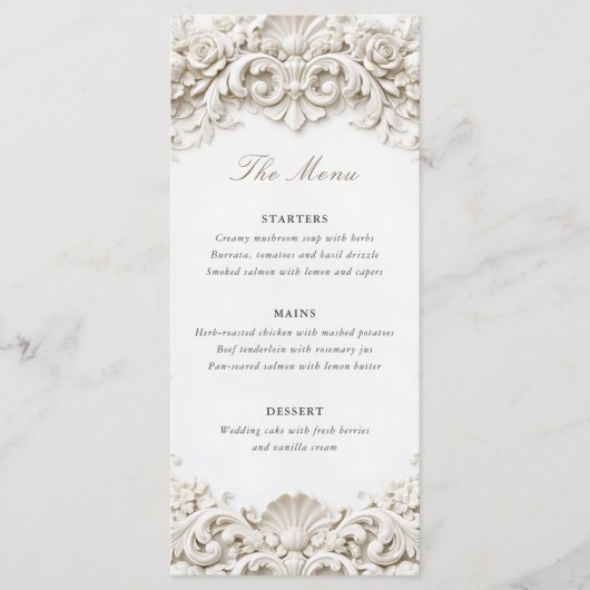 Elegante Klasse Barokke Frame Huwelijk Menu (Voorkant)