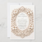 Elegante Klasse Bloemrijke Barokke Frame Huwelijk Kaart (Voorkant)