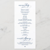 Elegante Klasse Bruiloftceremonie in Navyblauw Programmakaart (Achterkant)