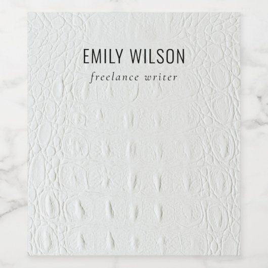 Elegante Klasse Eenvoudige Ivoren Witte Leren Text Wijn Etiket (Enkel label)