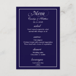Elegante Klasse Eenvoudige Navy Blauwe Trouwmenu Menu