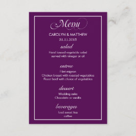Elegante Klasse Eenvoudige Paarse Trouwmenu 3 Menu