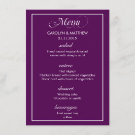Elegante Klasse Eenvoudige Paarse Trouwmenu 3 Menu