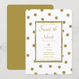 Elegante Klasse en Chic Witte Gouden Sweet 16 Fees Kaart