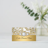 Elegante Klasse Goud Damast Bloem Wit Visitekaartje (Staand voorkant)