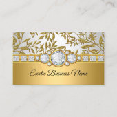 Elegante Klasse Goud Damast Bloem Wit Visitekaartje (Voorkant)