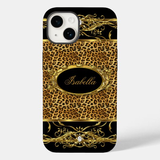 Elegante Klasse Goud Luipaard Zwart Case-Mate iPhone Case (Achterkant)