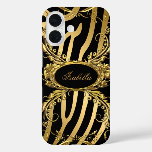 Elegante Klasse Goud Zebra Zwart Bloem Case-Mate iPhone Case (Achterkant)