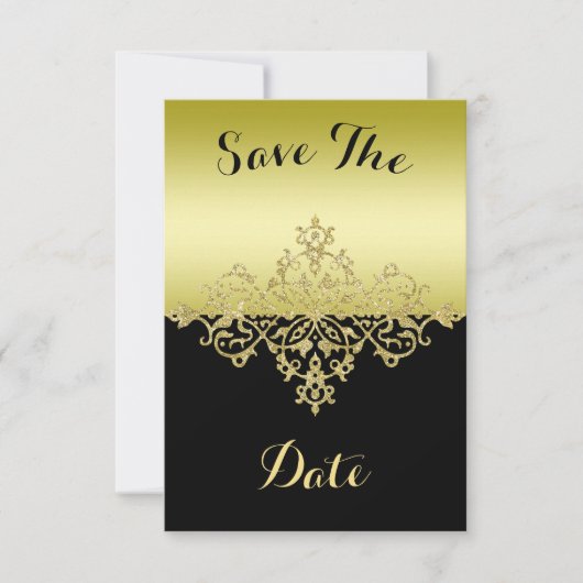 Elegante, klasse goud & zwart Bewaar de datum Save The Date (Voorkant)