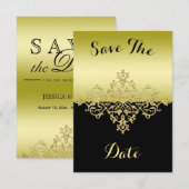 Elegante, klasse goud & zwart Bewaar de datum Save The Date (Voorkant / Achterkant)