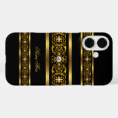 Elegante Klasse Goud Zwarte Diamant Case-Mate iPhone Case (Achterkant (horizontaal))