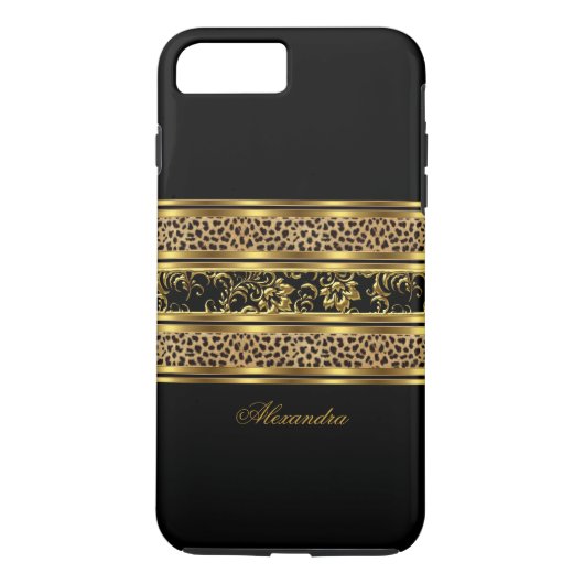 Elegante Klasse Goud Zwarte Luipaard Bloem Case-Mate iPhone Case (Achterkant)