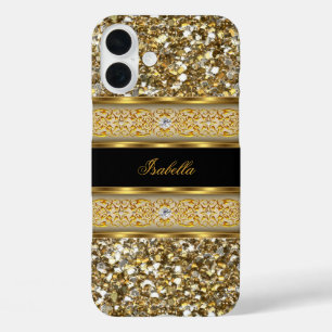 Elegante Klasse Gouden Diamant Glitter iPhone 16 Plus Hoesje