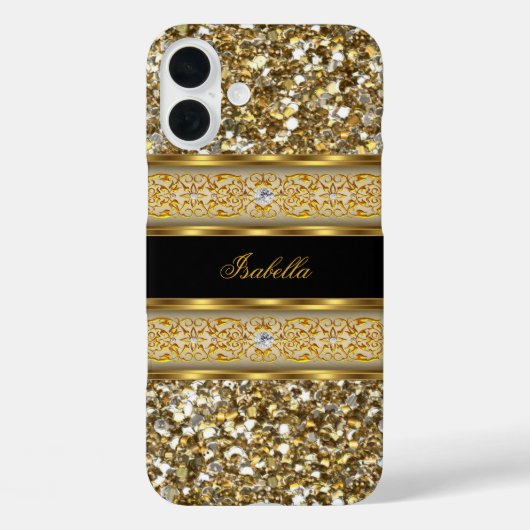 Elegante Klasse Gouden Diamant Glitter Case-Mate iPhone Case (Achterkant)