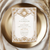 Elegante Klasse Gouden en Witte Barokke Frame Brui Kaart