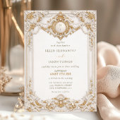 Elegante Klasse Gouden en Witte Barokke Frame Brui Kaart