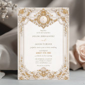 Elegante Klasse Gouden en Witte Barokke Frame Brui Kaart