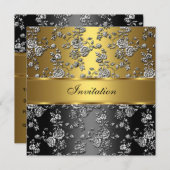 Elegante Klasse Gouden Geprägde Bloem 2 Kaart (Voorkant / Achterkant)