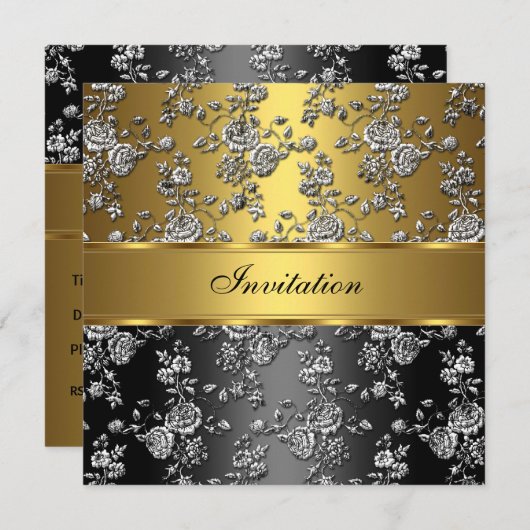 Elegante Klasse Gouden Geprägde Bloem 2 Kaart (Voorkant / Achterkant)