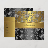 Elegante Klasse Gouden Reliëf Bloem 2 Kaart (Voorkant / Achterkant)