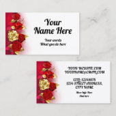 Elegante Klasse Gouden Rode Roos Visitekaartje (Voorkant / Achterkant)