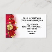 Elegante Klasse Gouden Rode Roos Visitekaartje (Achterkant)