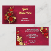 Elegante Klasse Gouden Rode Roos Visitekaartje (Voorkant / Achterkant)