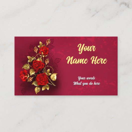 Elegante Klasse Gouden Rode Roos Visitekaartje (Voorkant)